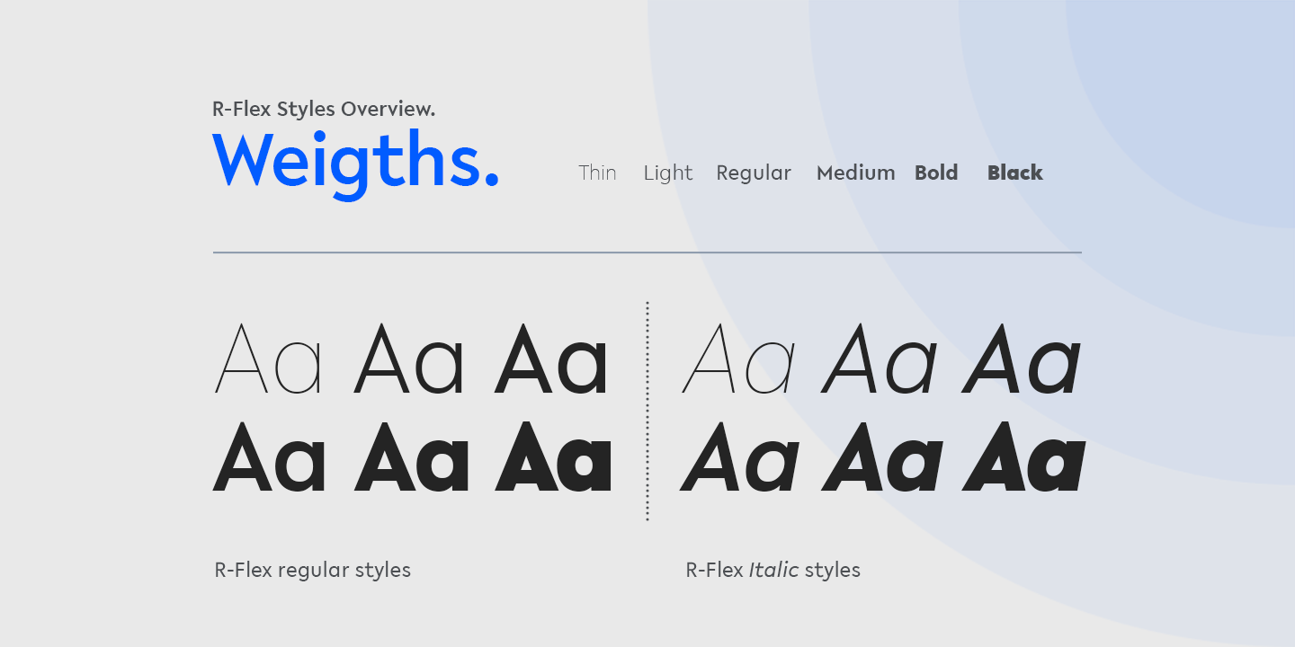 Пример шрифта R-Flex Light Italic